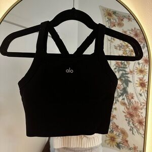 Alo Black Sports Bra / Cropped Tank (Ribbed)